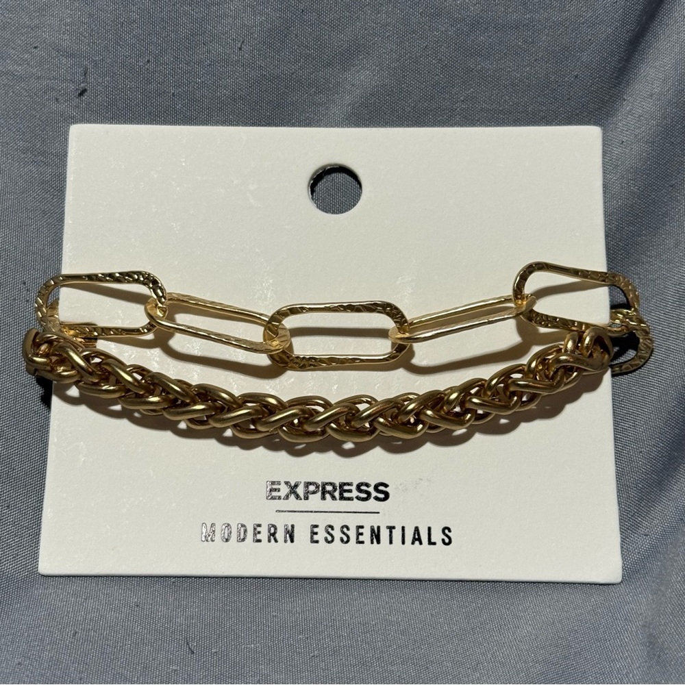 Express Gold Chain Bracelets Set of 2 NWT